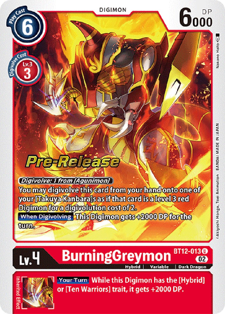 Burninggreymon - Across Time Pre-release Cards - Digimon Card Game