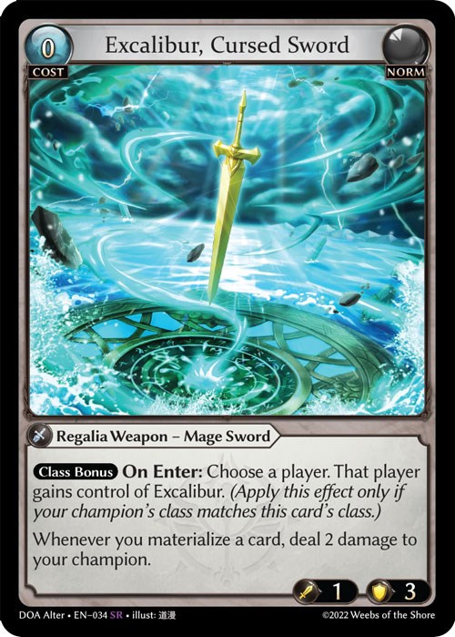 Excalibur, Cursed Sword Dawn of Ashes Alter Edition Grand Archive TCG