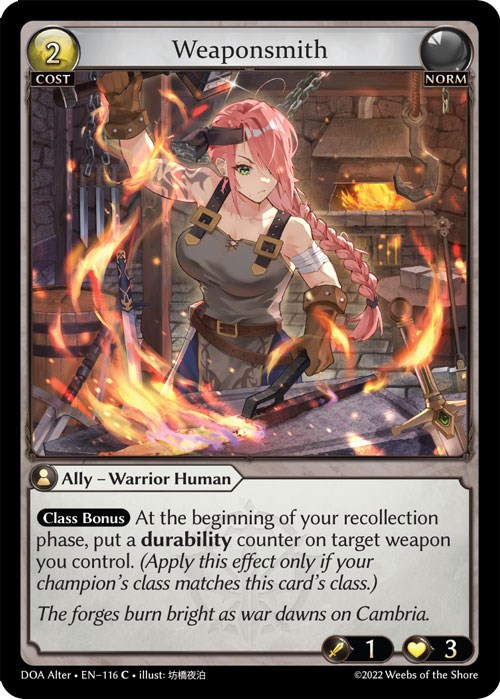 Weaponsmith - Dawn of Ashes Alter Edition - Grand Archive TCG