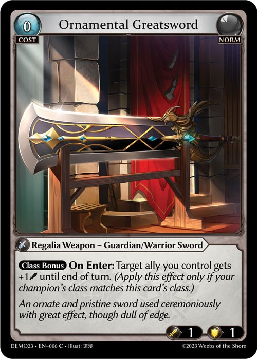 Ornamental Greatsword 2023 Demo Deck Grand Archive TCG   502492 