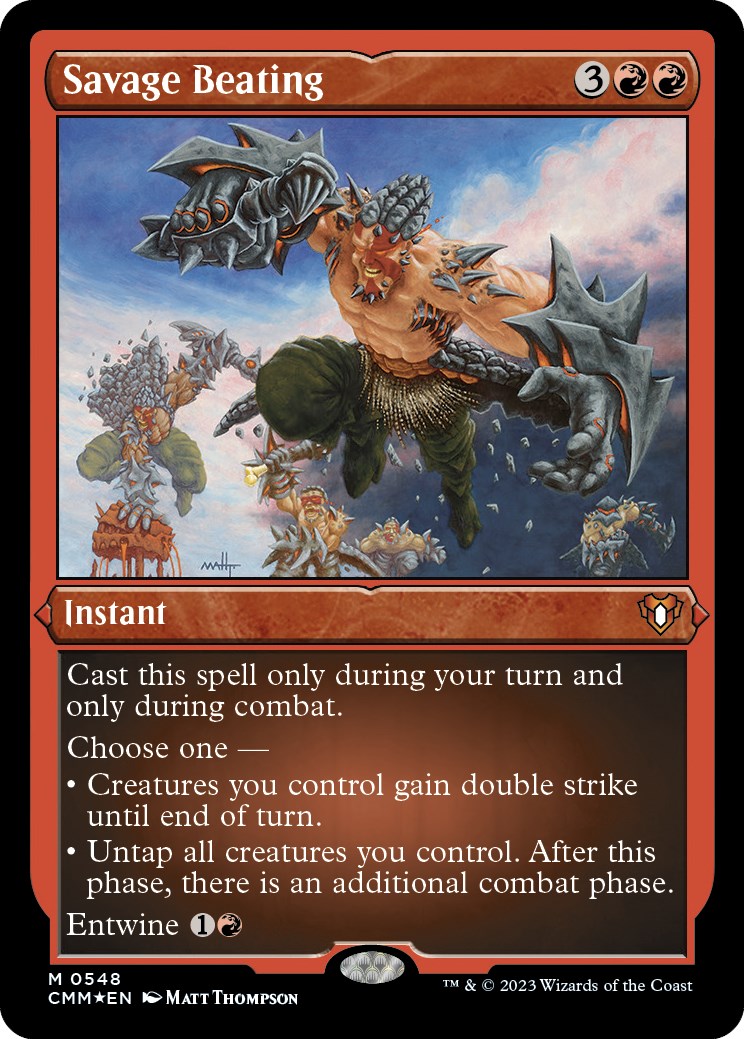 Savage Beating (Foil Etched) Commander Masters Magic The Gathering