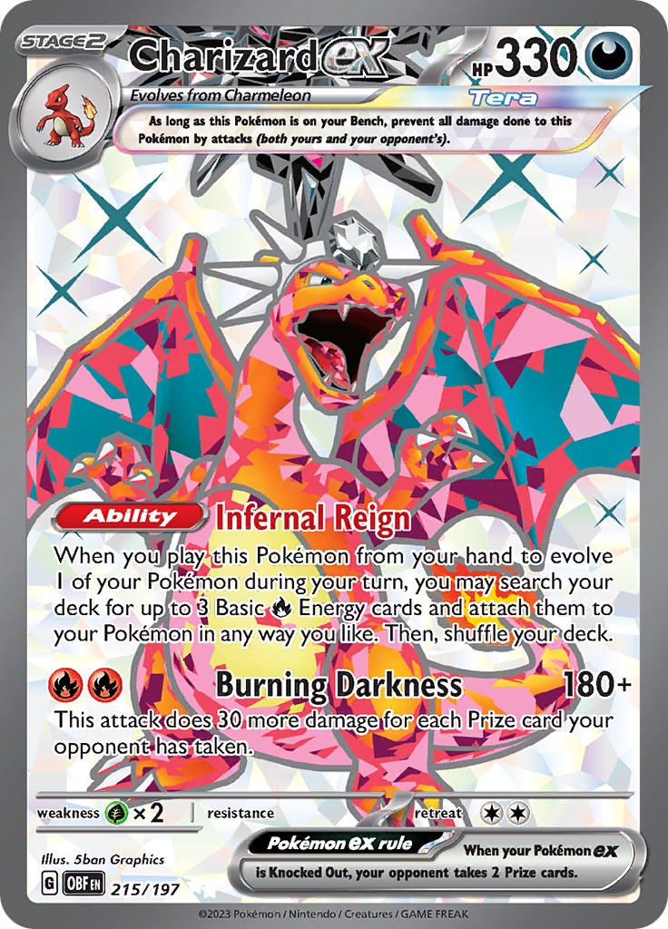 Higher quality image of Tera Dark type Charizard ex from Obsidian Flames :  r/PokemonTCG