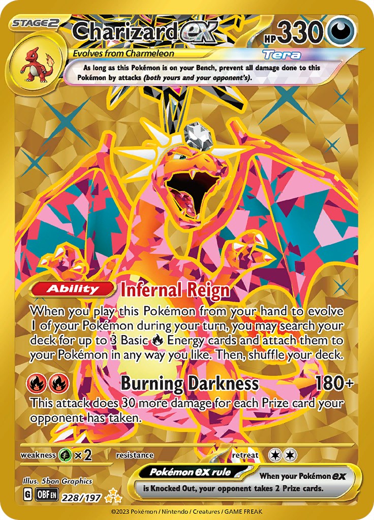 Higher quality image of Tera Dark type Charizard ex from Obsidian Flames :  r/PokemonTCG