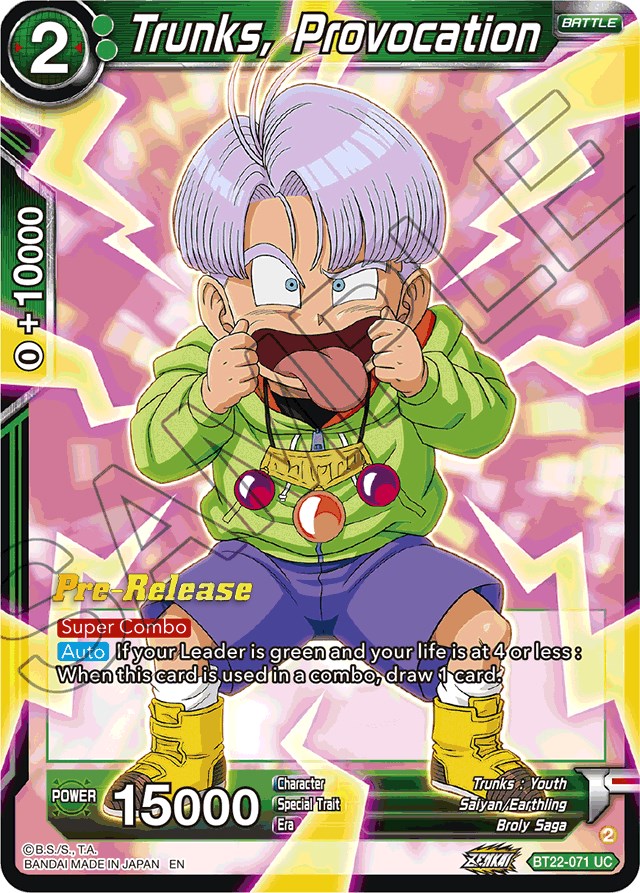 Trunks, Provocation Critical Blow PreRelease Cards Dragon Ball