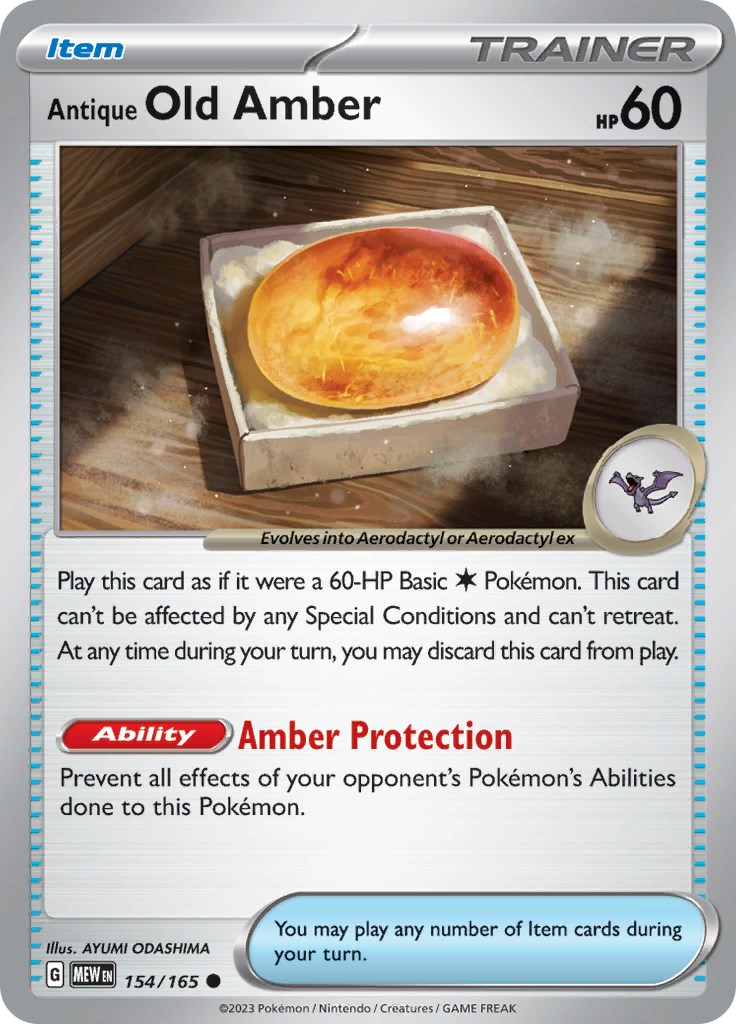 Antique Old Amber - SV: Scarlet & Violet 151 - Pokemon