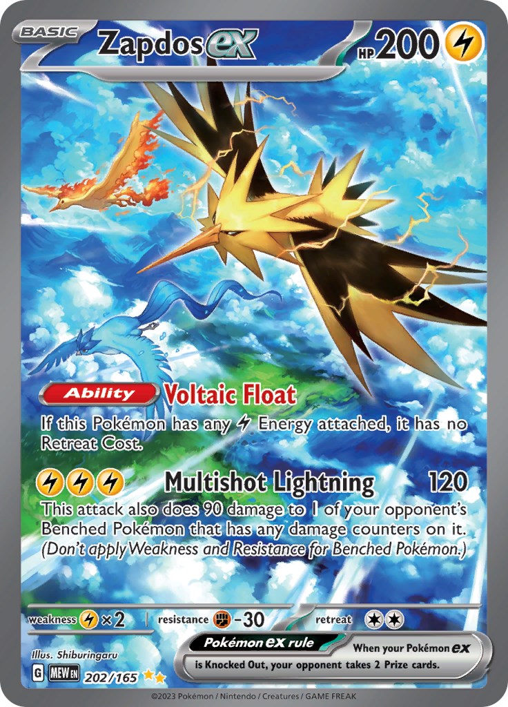  Pokemon - Zapdos ex 145/165 - Pokemon 151 - Double Rare - Holo  Foil - Single Card : Toys & Games