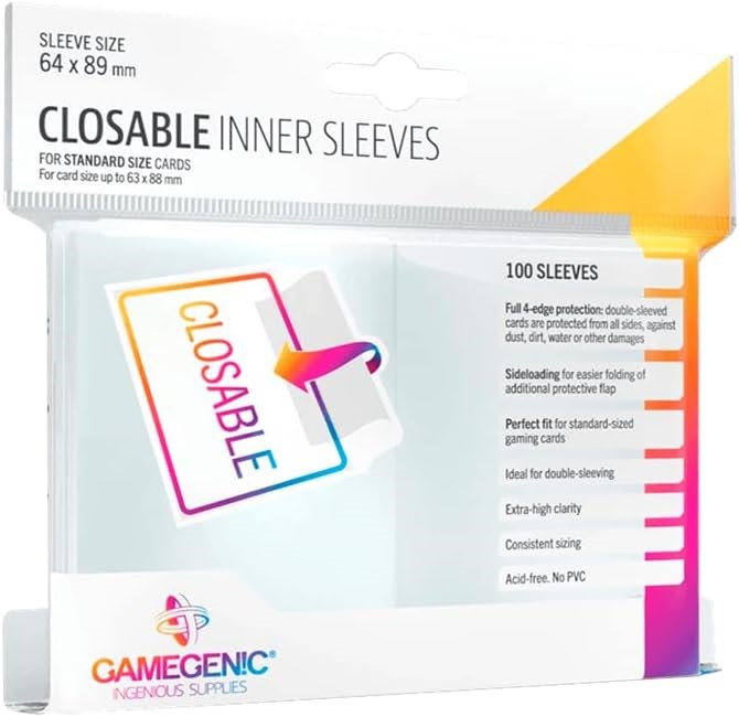 GameGenic Closable Inner Sleeves Clear (100Pack) GameGenic Card