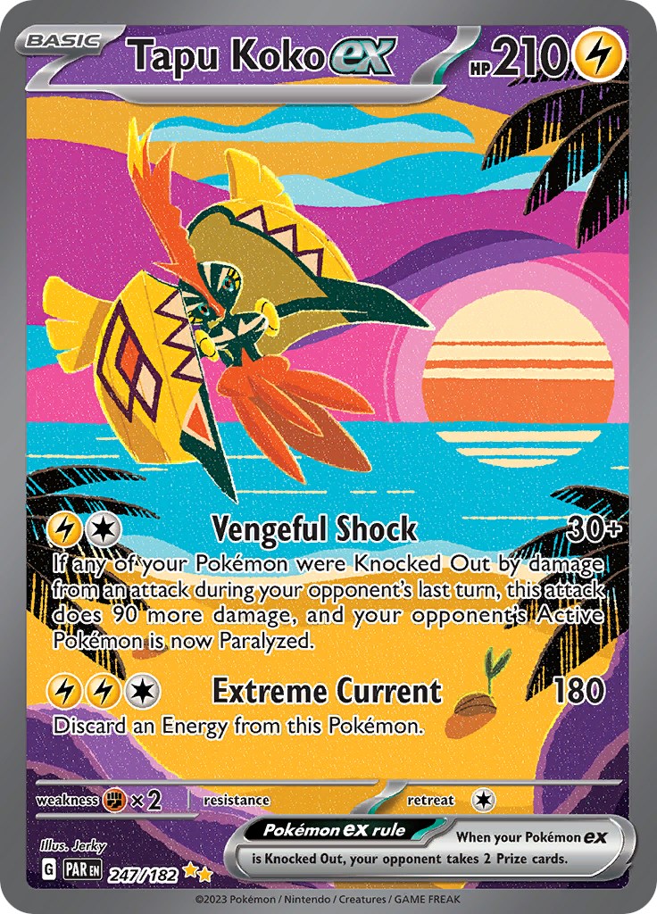 Tapu Koko ex 2023 Scarlet & Violet: Paradox Rift Special Illustration Rare  #247/182 Price Guide - Sports Card Investor