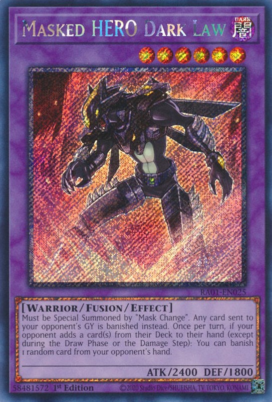 Masked HERO Dark Law (Platinum Secret Rare) - 25th Anniversary Rarity ...