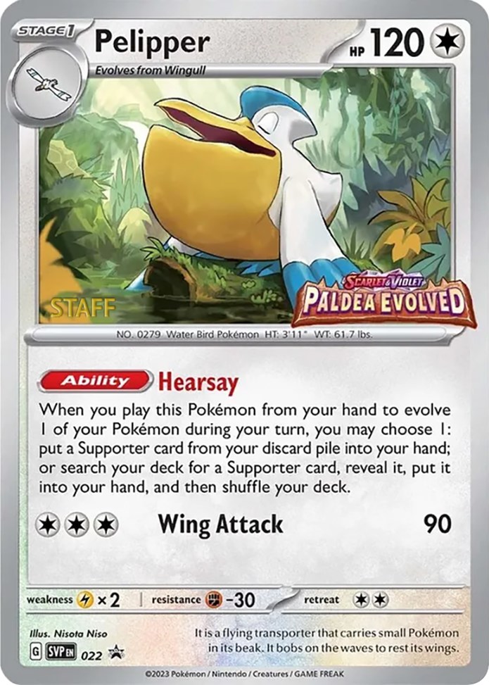 Pelipper - 022 (Prerelease) [Staff] card artwork