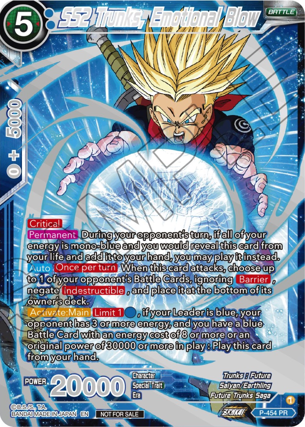 SS2 Trunks, Emotional Blow (Championship 2023 Reward Alternate Art Card