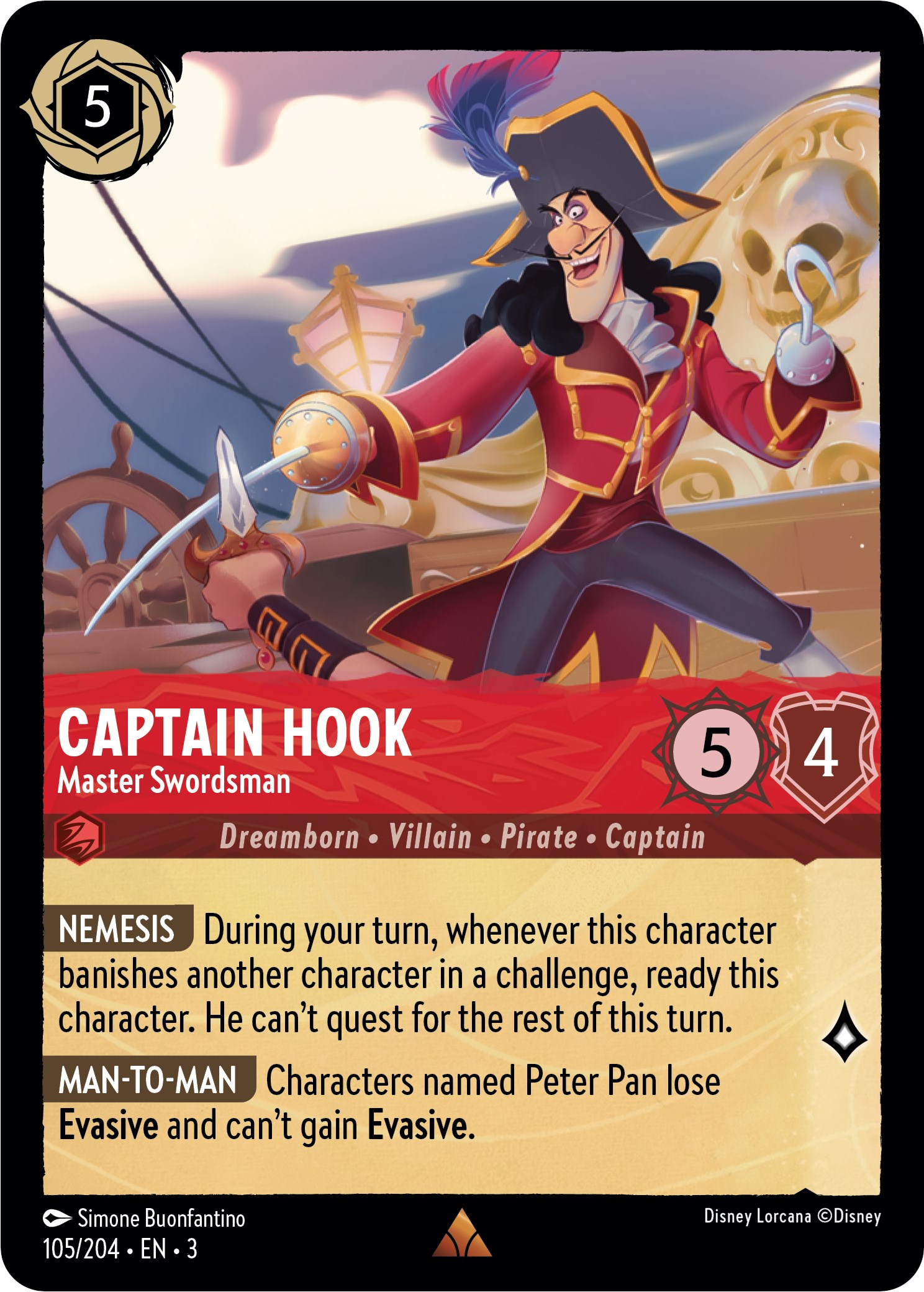 Captain Hook - Master Swordsman - Into the Inklands - Disney Lorcana