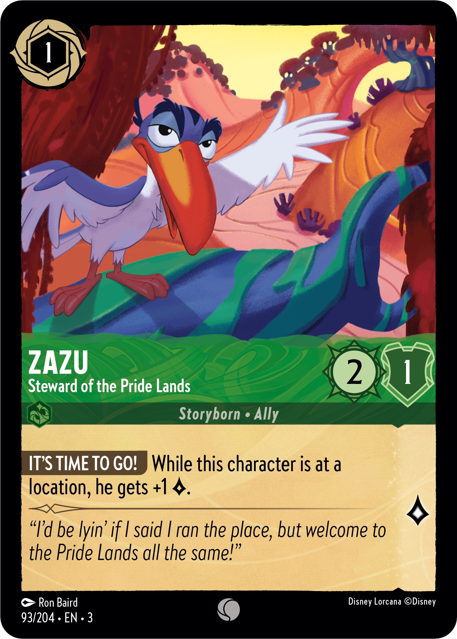 Zazu - Steward Of The Pride Lands - Into The Inklands - Disney Lorcana