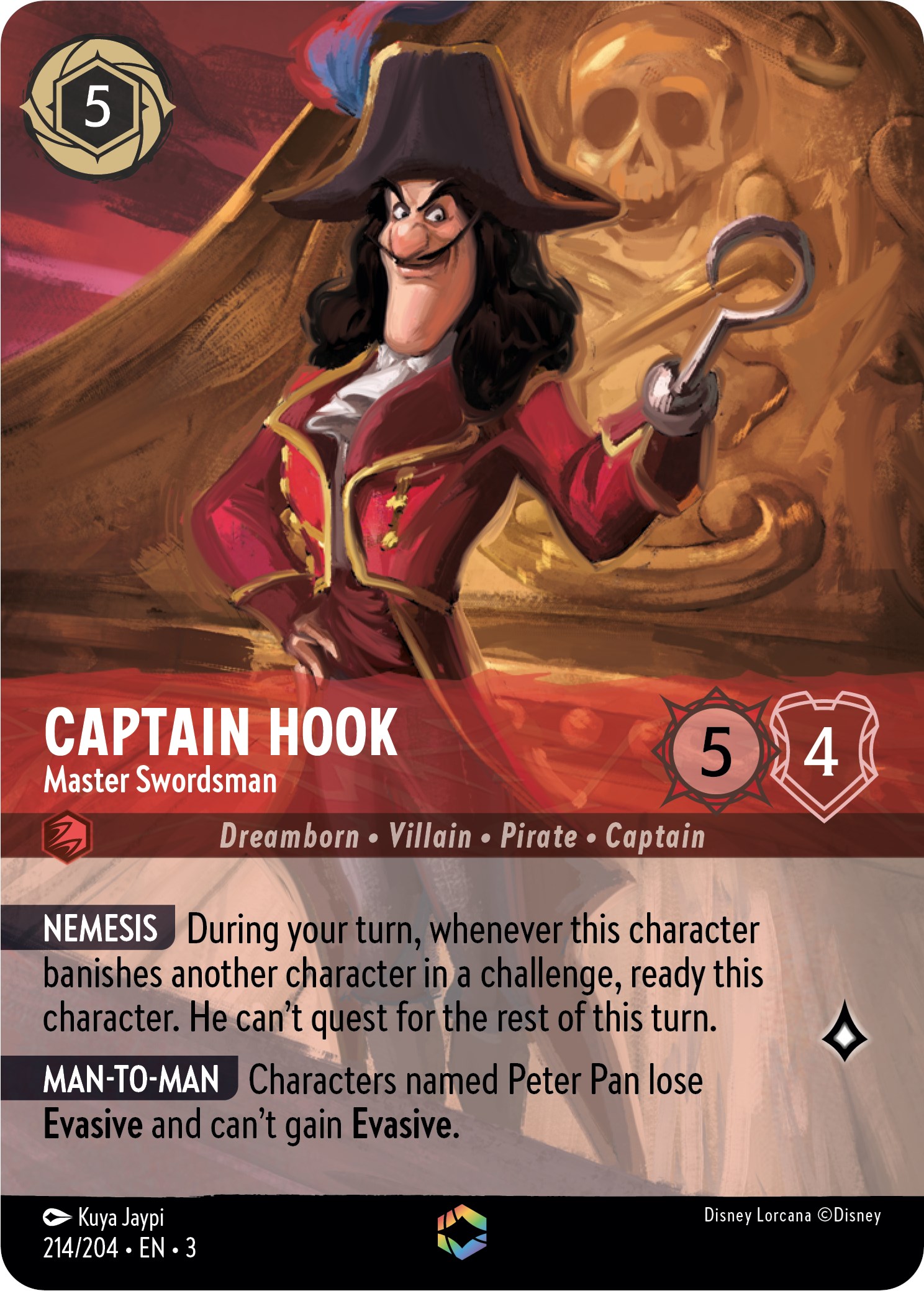 Captain Hook Master Swordsman alt Art Lorcana Proxy/orica, Common/holo 