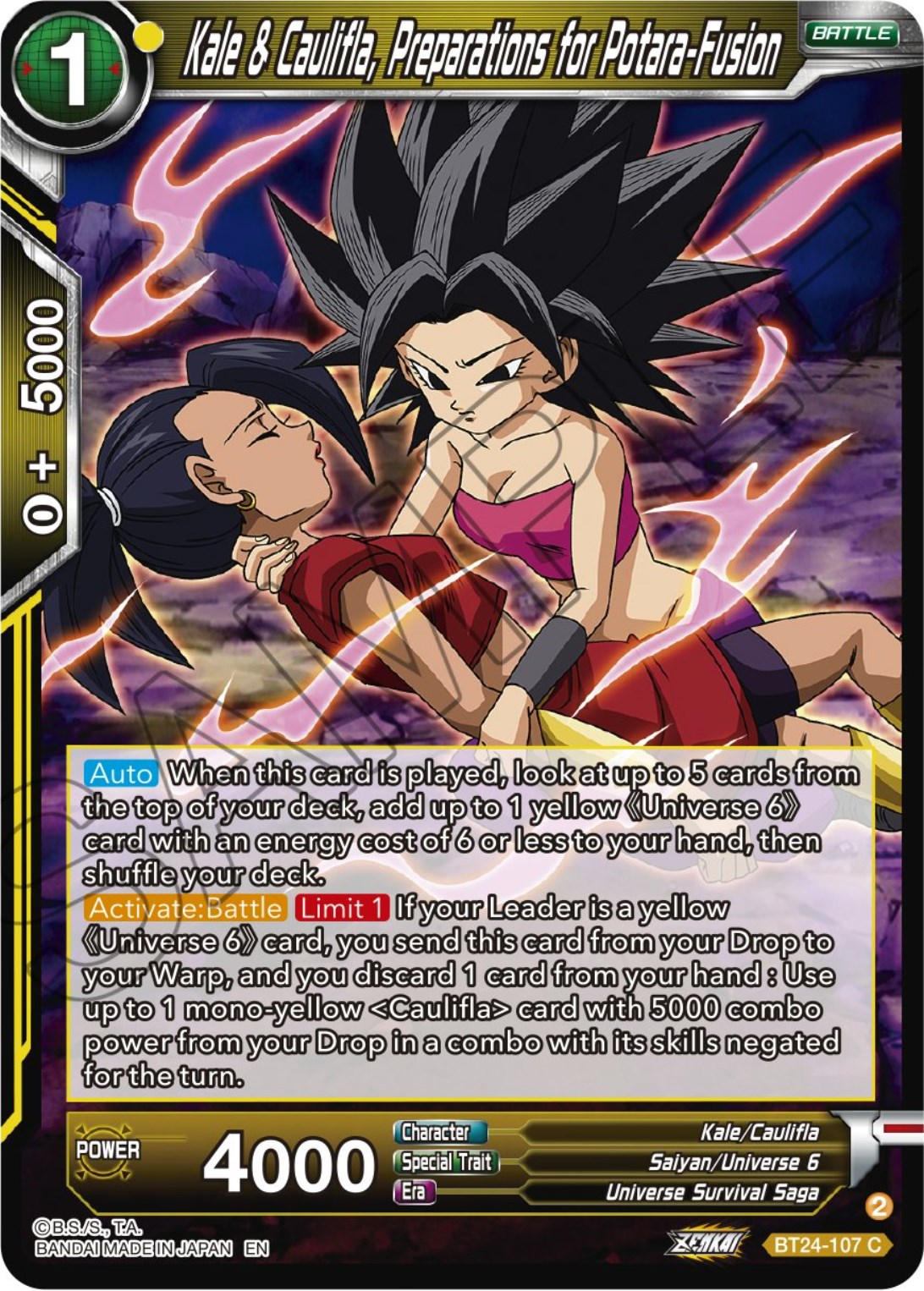 Kale & Caulifla, Preparations for Potara-Fusion - Beyond Generations -  Dragon Ball Super: Masters