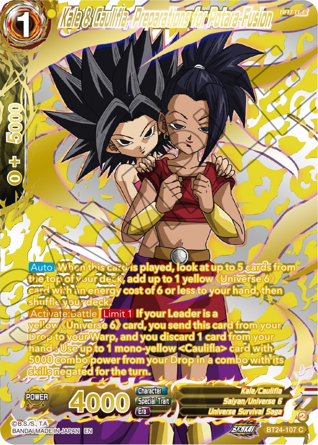 Kale & Caulifla, Preparations for Potara-Fusion (Collector Booster Gold) -  Beyond Generations - Dragon Ball Super: Masters