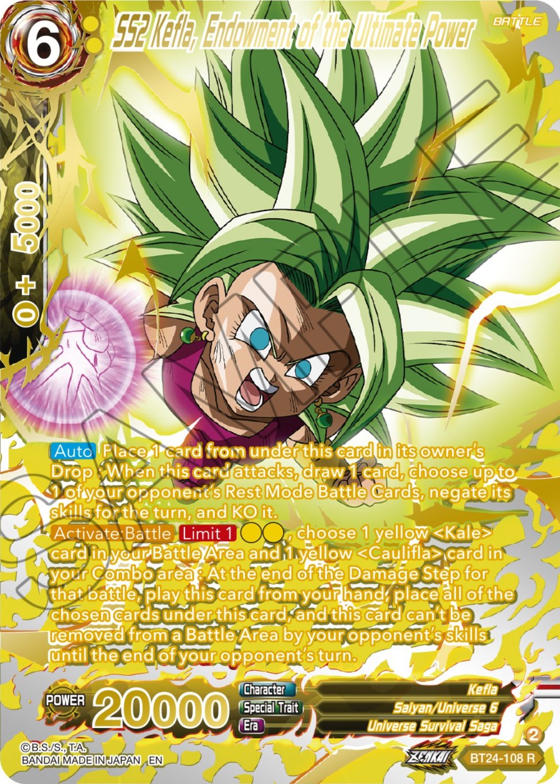 SS2 Kefla, Endowment of the Ultimate Power (Collector Booster Gold) -  Beyond Generations - Dragon Ball Super: Masters