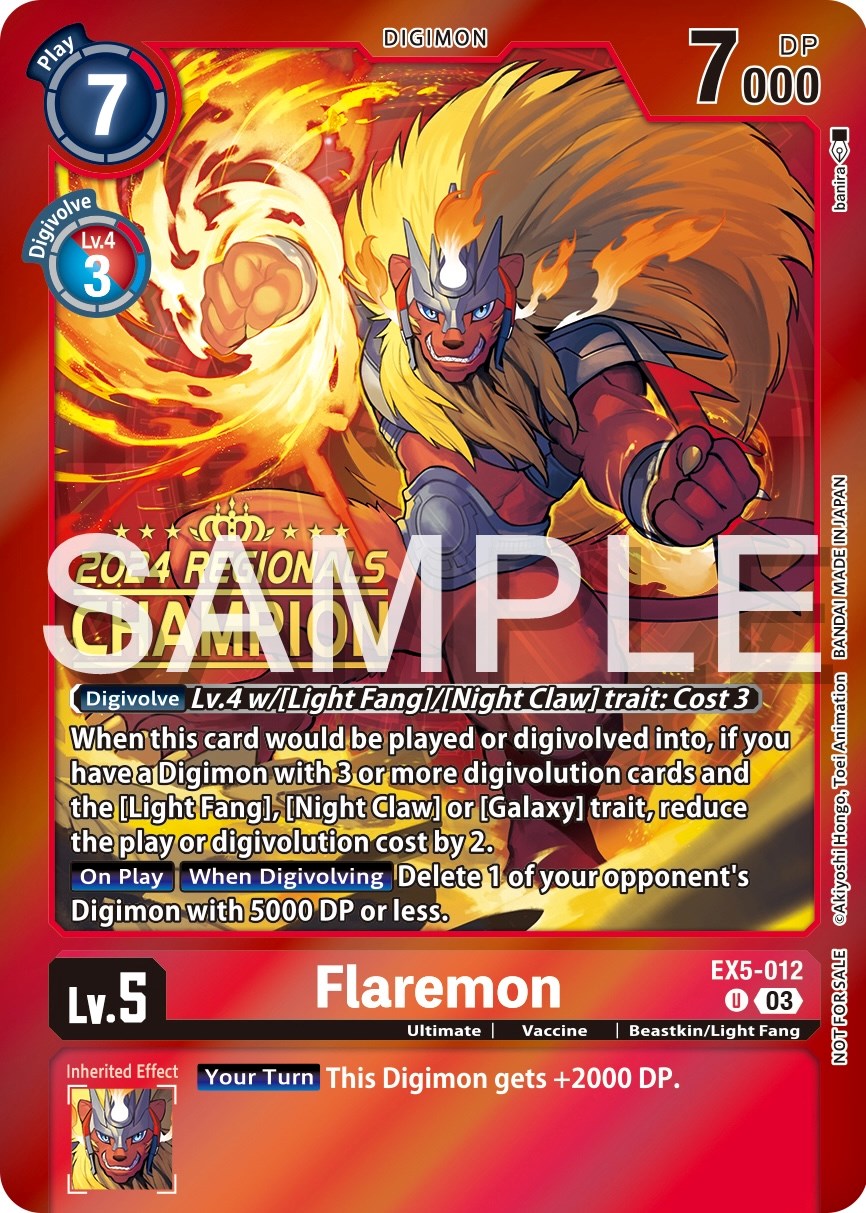 Flaremon (2024 Regionals Champion) - Animal Colosseum - Digimon Card Game