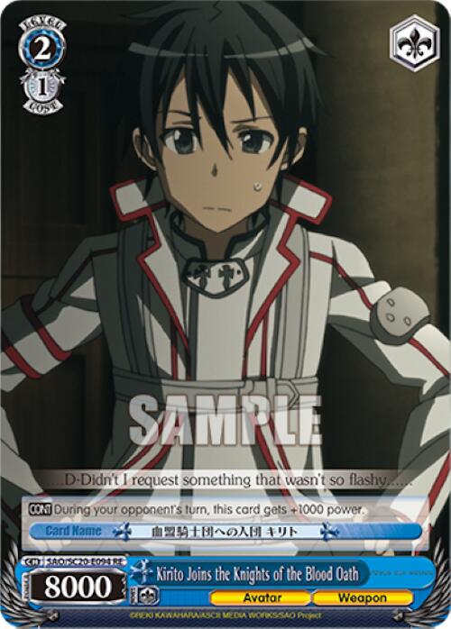 Kirito Joins the Knights of the Blood Oath - Sword Art Online Chronicle ...