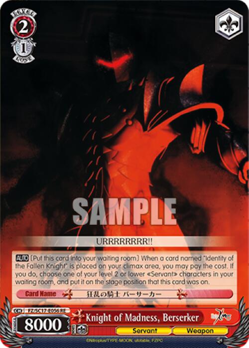 Knight of Madness, Berserker - Fate/Zero Chronicle Set - Weiss Schwarz