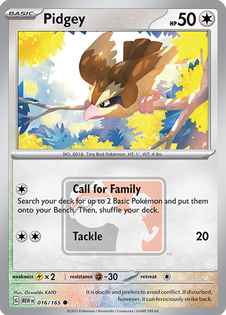 Pidgey - 016/165 (League Promo) card artwork