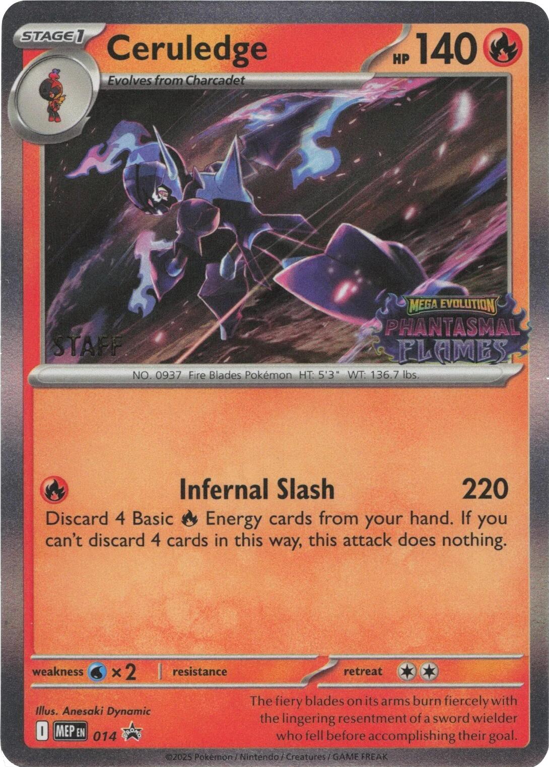 Ceruledge (Prerelease) [Staff] card artwork