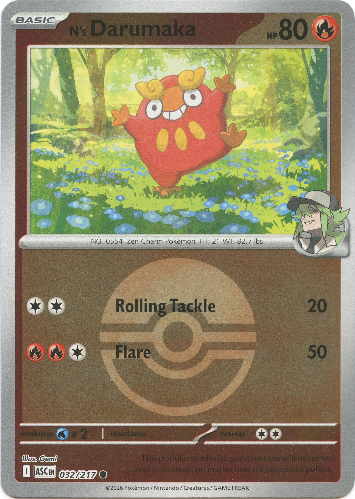 N's Darumaka (Poke Ball) card artwork
