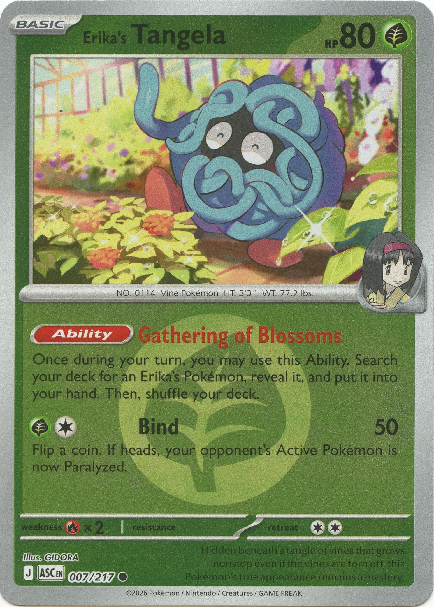 Erika's Tangela - 007/217 (Energy Symbol Pattern) card artwork