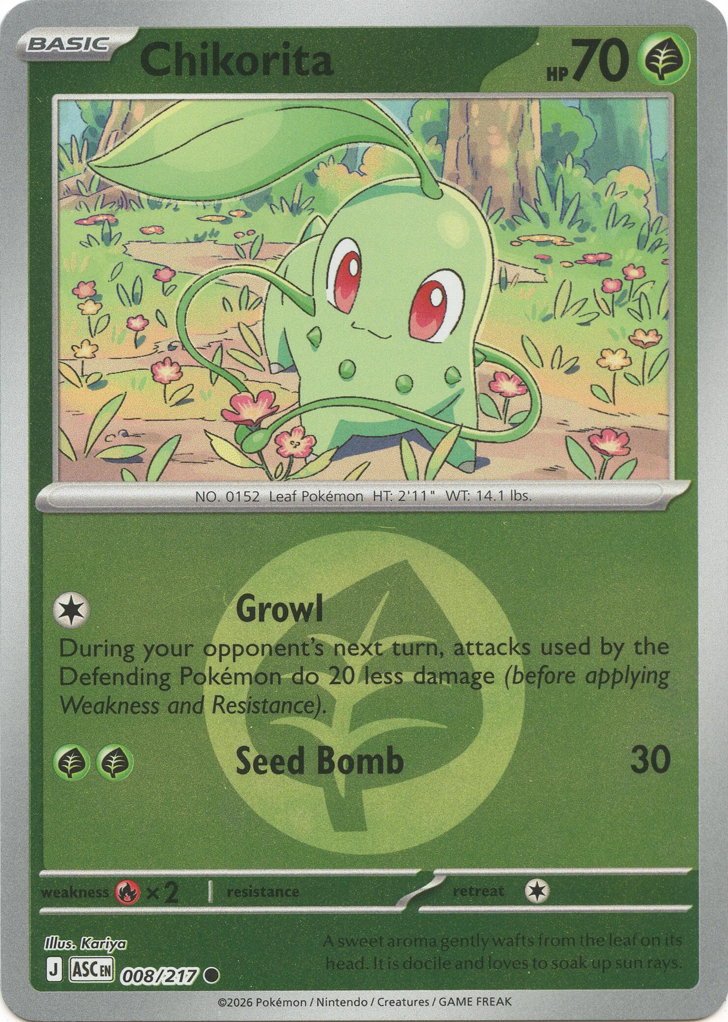Chikorita (Energy Symbol Pattern) card artwork