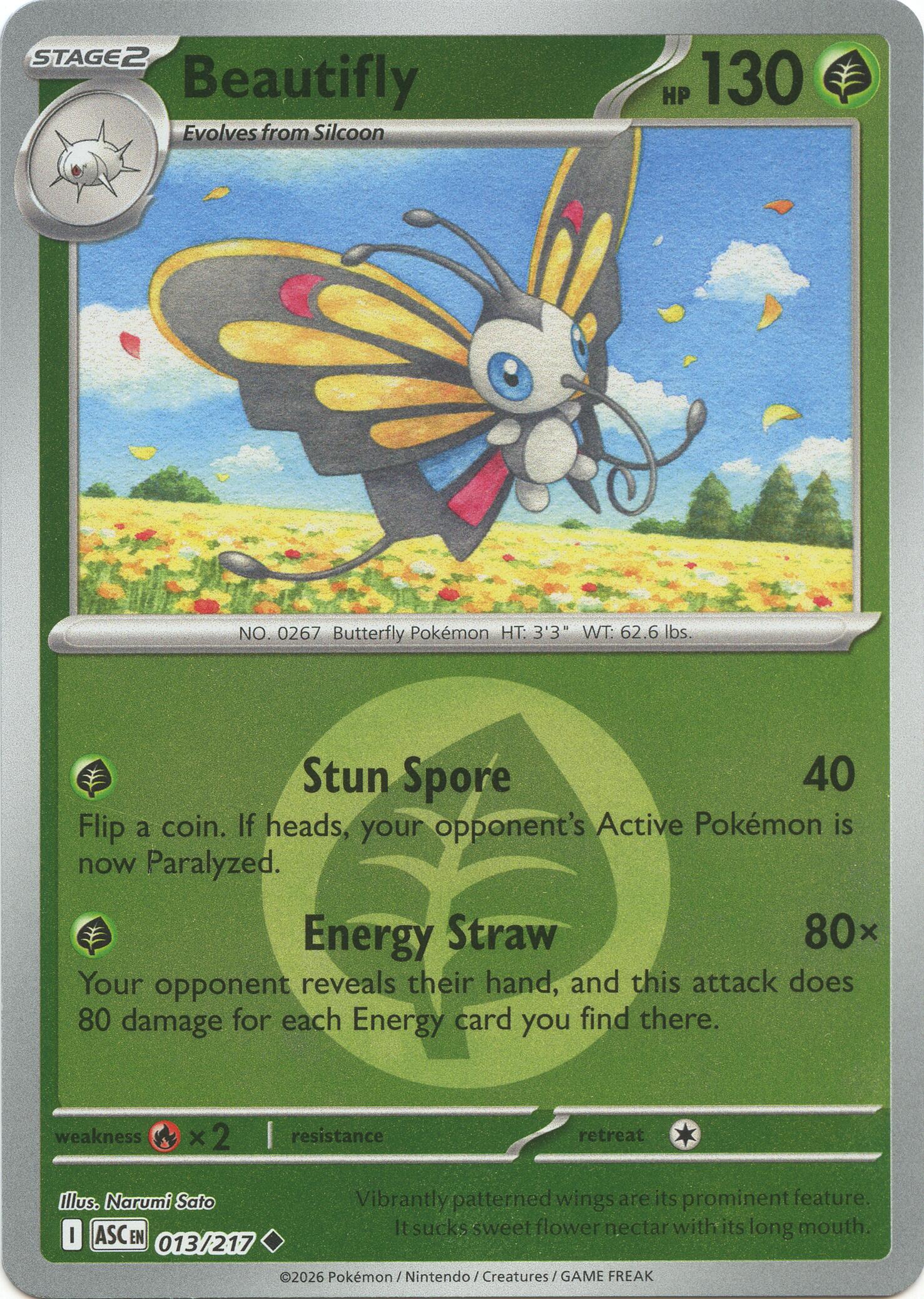 Beautifly - 013/217 (Energy Symbol Pattern) card artwork