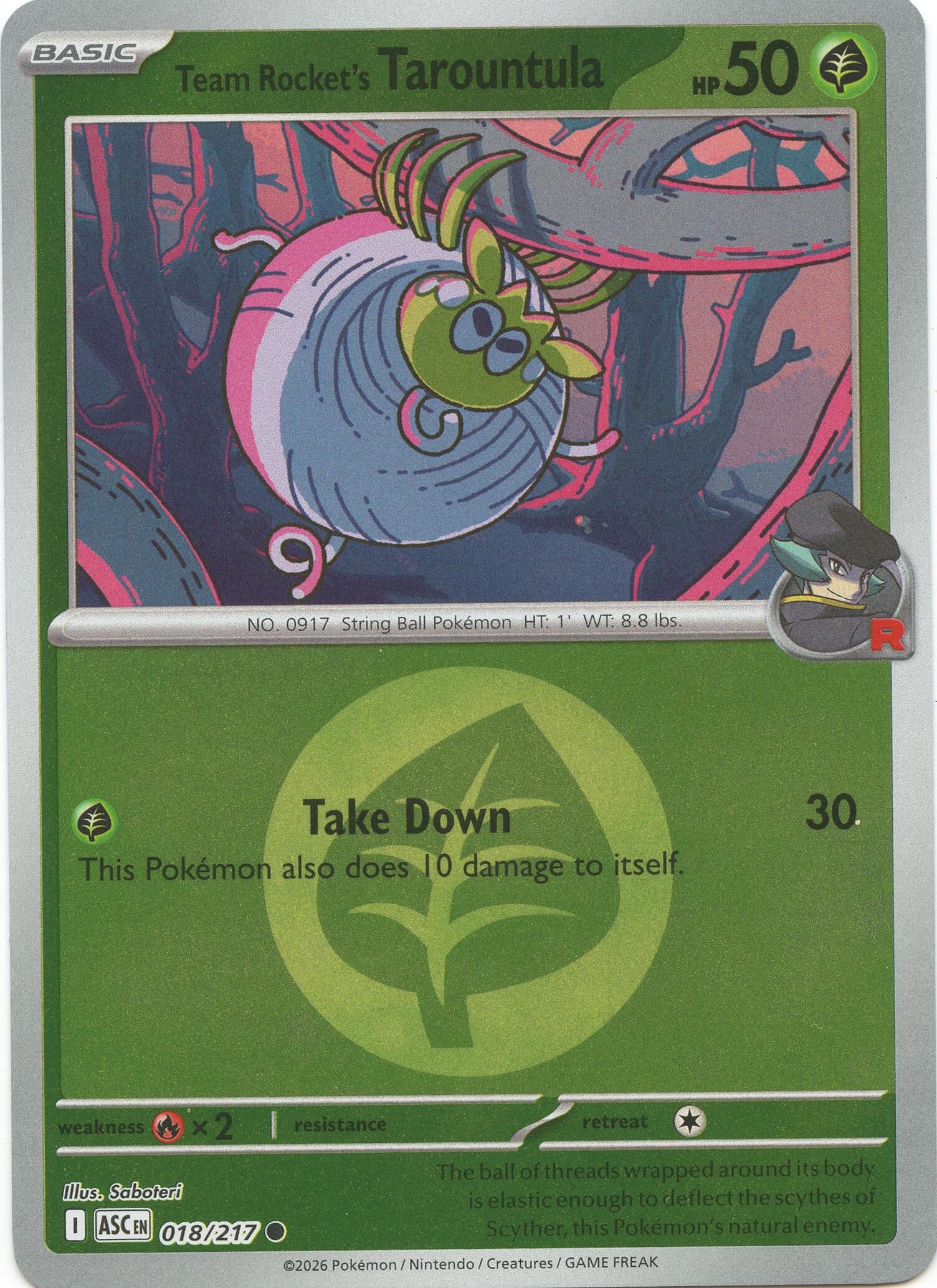 Team Rocket's Tarountula (Energy Symbol Pattern) card artwork