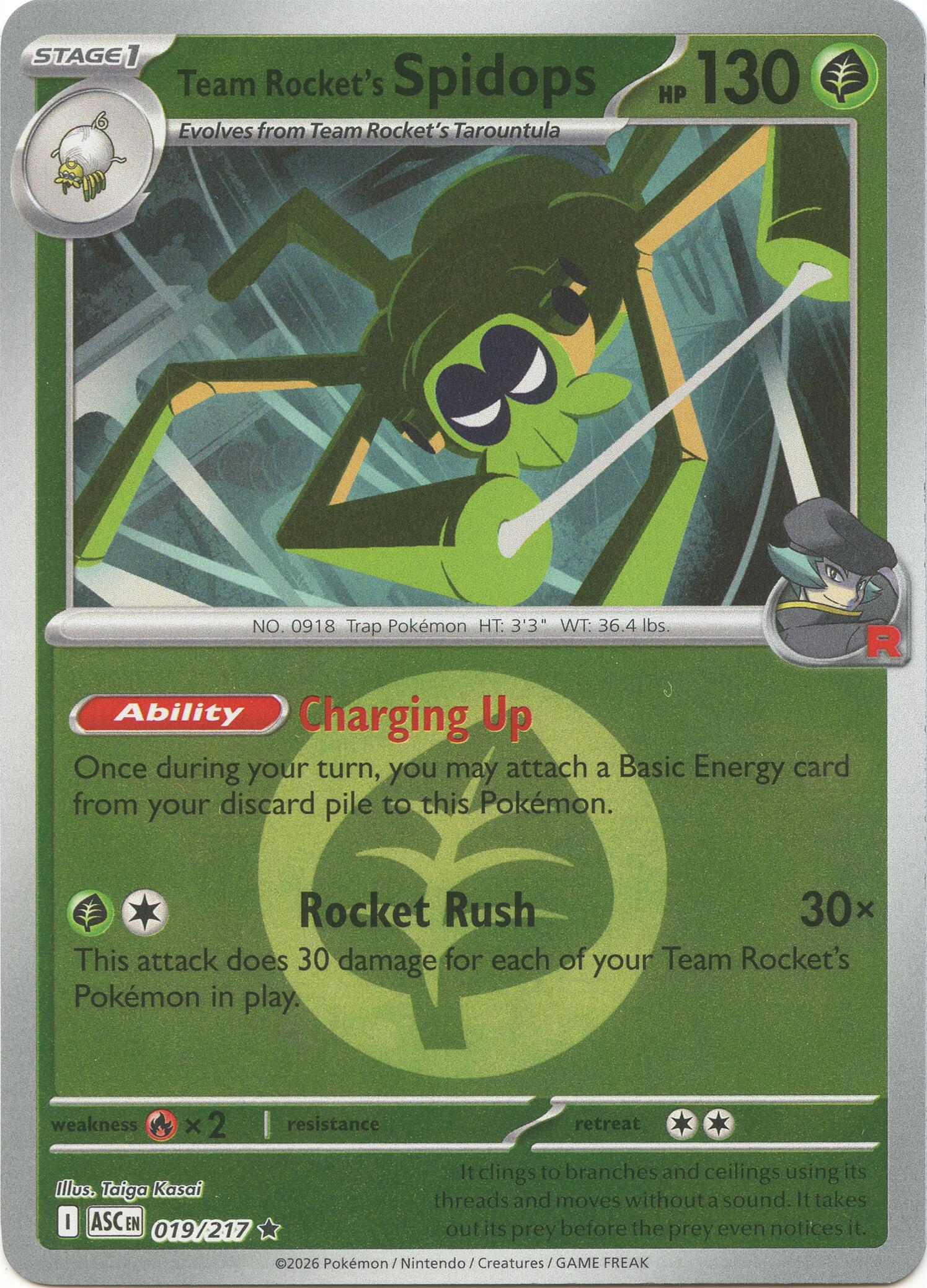 Team Rocket's Spidops (Energy Symbol Pattern) card artwork