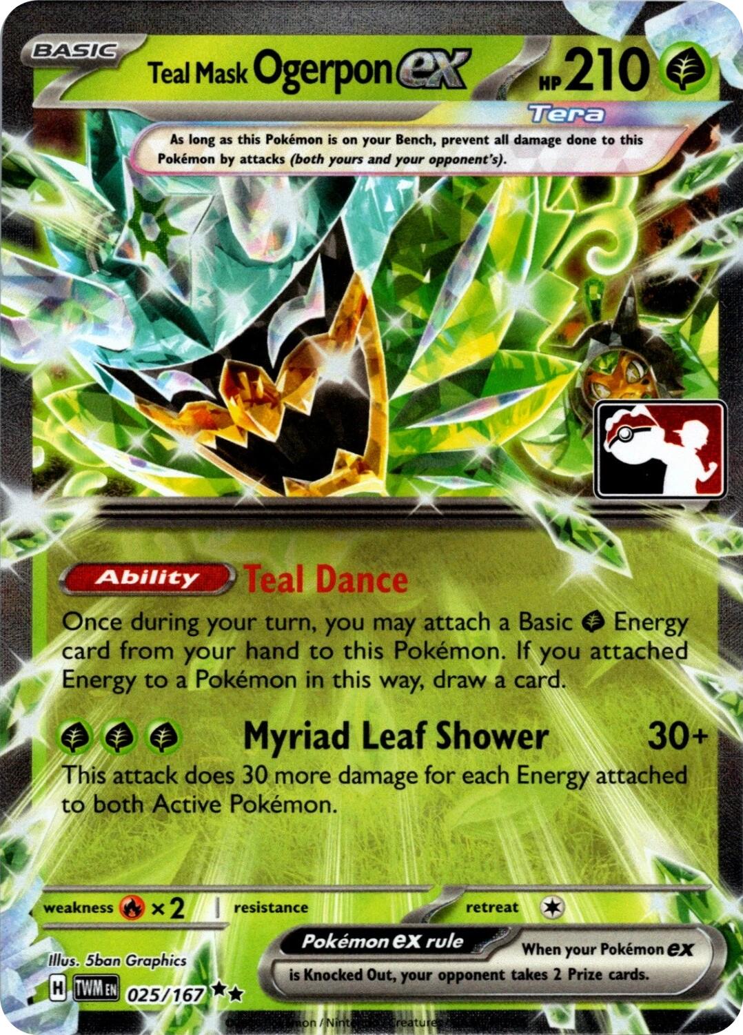 Teal Mask Ogerpon ex - 025/167 (Prize Pack Series 7) card artwork