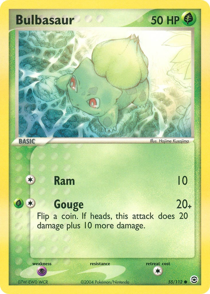 Bulbasaur - 55/112 - Common Reverse Holo Near Mint Ex Fire Red