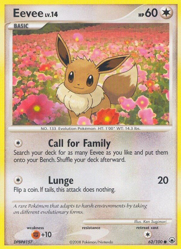 Platinum Eevee Promo Pokemon Card 62/100 Holo. NM