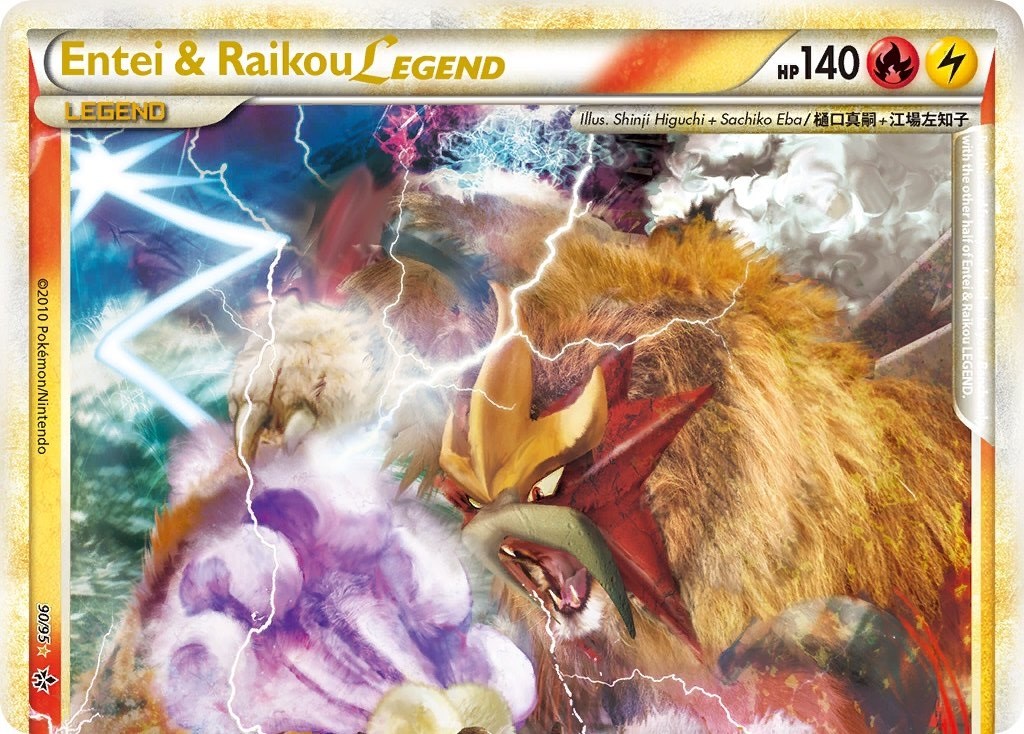 Carte pokemon entaï et raikou Légende 2 parties 90/95 et 91/95 2010 Nitendo