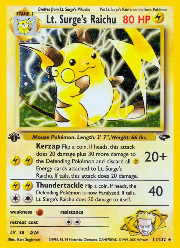 Lt. Surge's Raichu card artwork