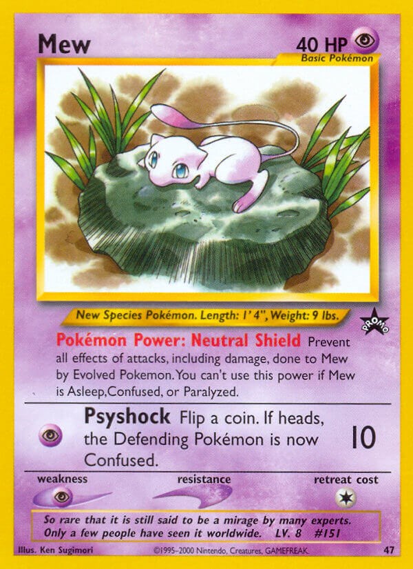 Mew Pokemon card black star promo 8. Nr Mint. WoTC first gen.