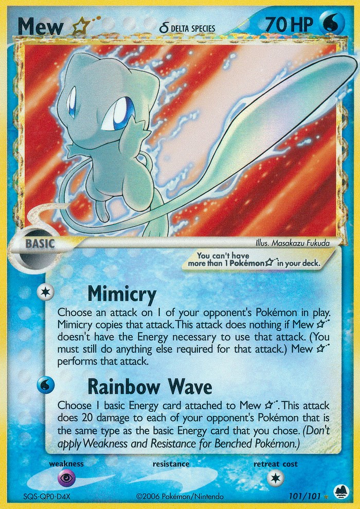 Rainbow Mew Pokemon Card, Golden Mew Pokemon Card