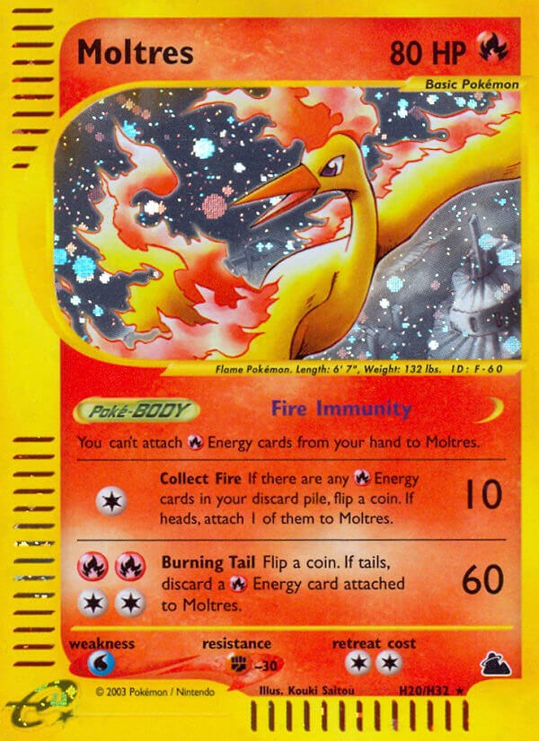 Mavin  Moltres Holo / Shiny E Series Pokemon TCG Card Skyridge H20/H32  Moderate Play