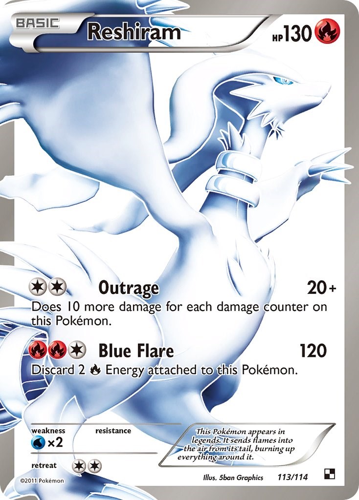 Reshiram & Zekrom Full Art 113/114 114/114 Black & White Pokemon Cards EXC  TCG