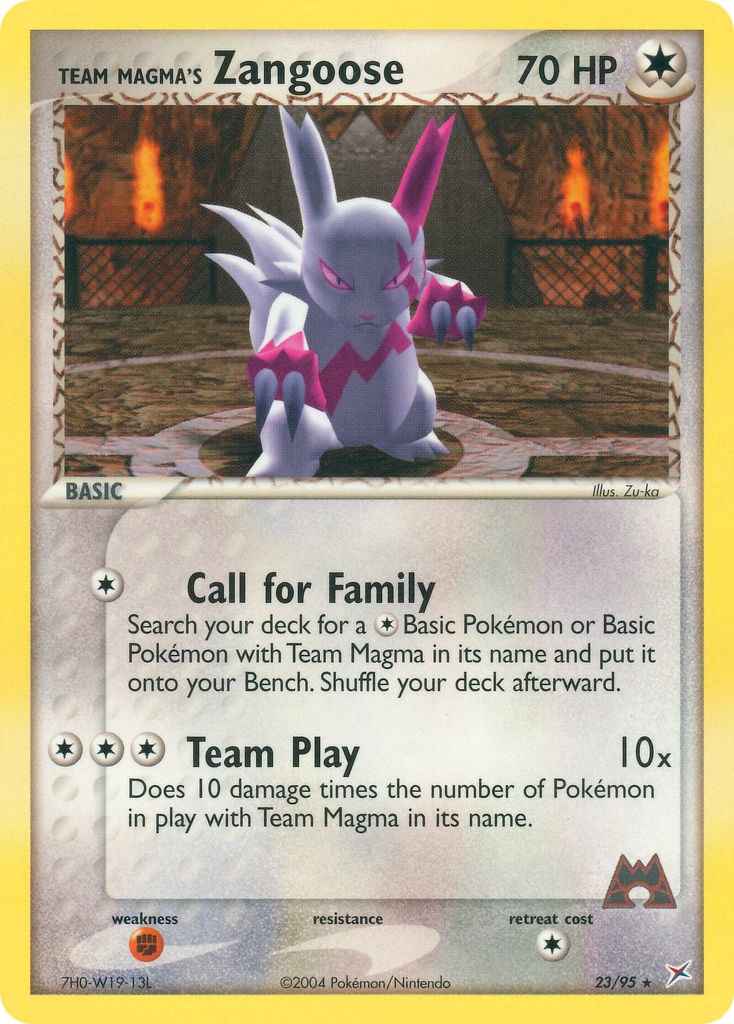 Team Magma's Zangoose card artwork