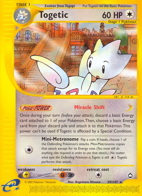 Pokemon Card - Aquapolis 39/147 - TOGETIC (REVERSE holo) *Non-Mint