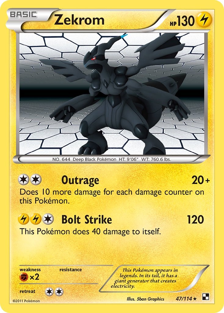 Pokemon card - ZEKROM - Holo Rare - Black & White Promo BW005