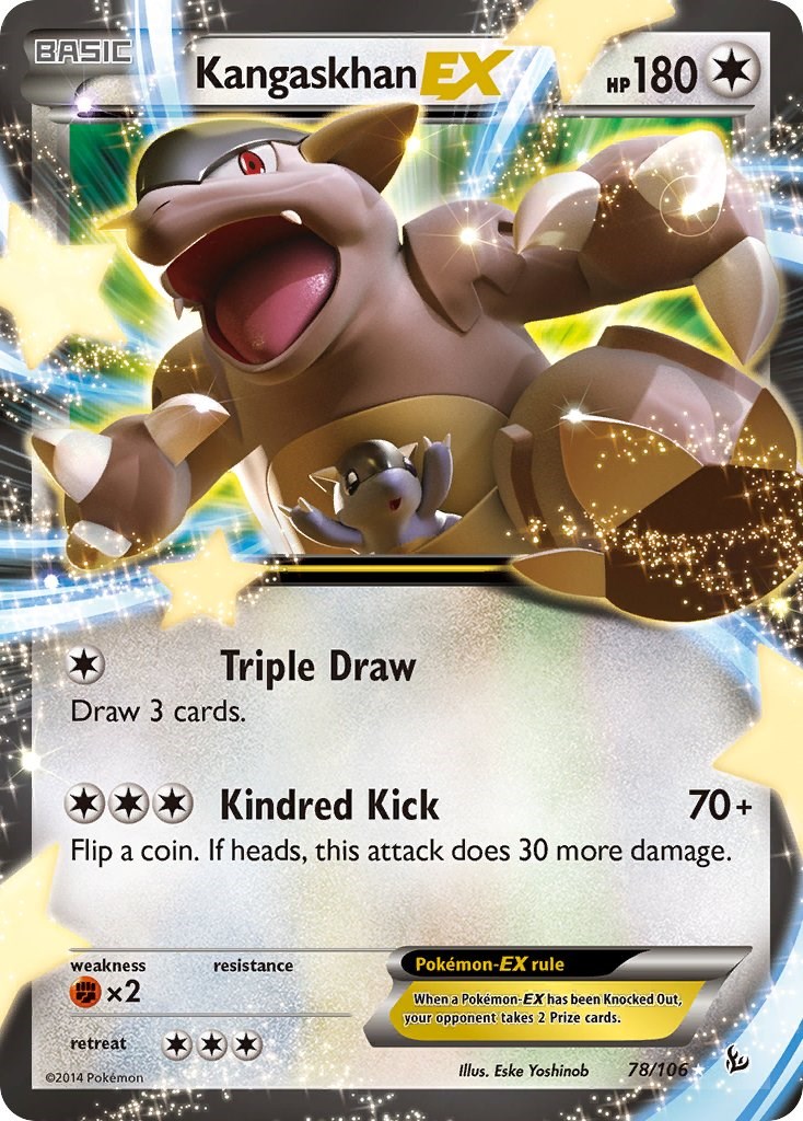 Kangaskhan EX #103 Pokemon Flashfire Has a date of 2016 instead of 2014. Is  this a fake or a weird misprint? : r/IsMyPokemonCardFake
