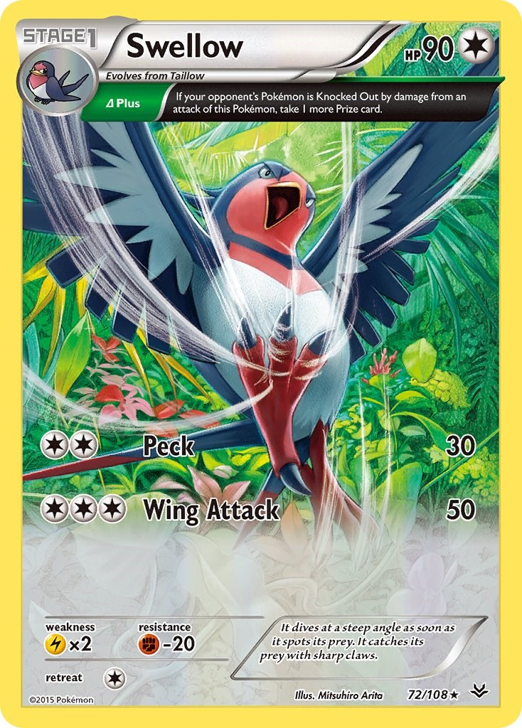 Swellow (72 Delta) - XY - Roaring Skies - Pokemon