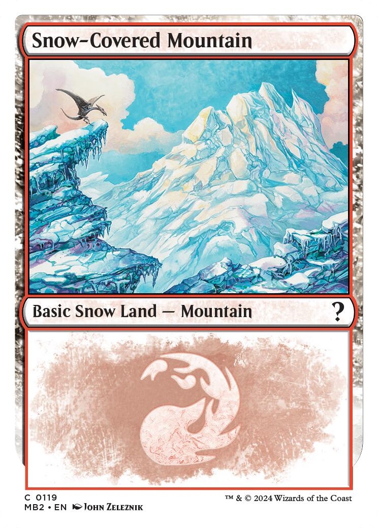 Snow-Covered Mountain (White Border)