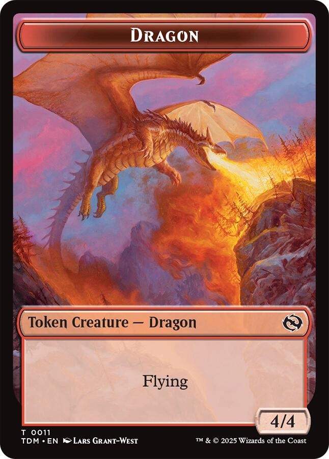 Dragon (0011) // Warrior Double-Sided Token [Tarkir: Dragonstorm Tokens]