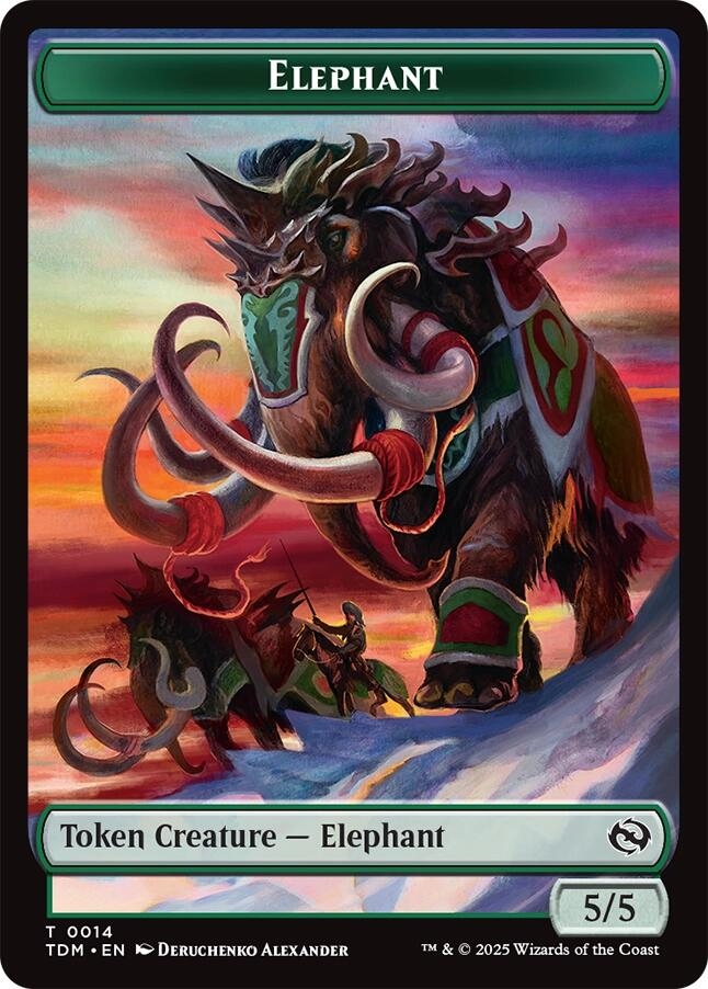 Elephant // Treasure Double-Sided Token [Tarkir: Dragonstorm Tokens]