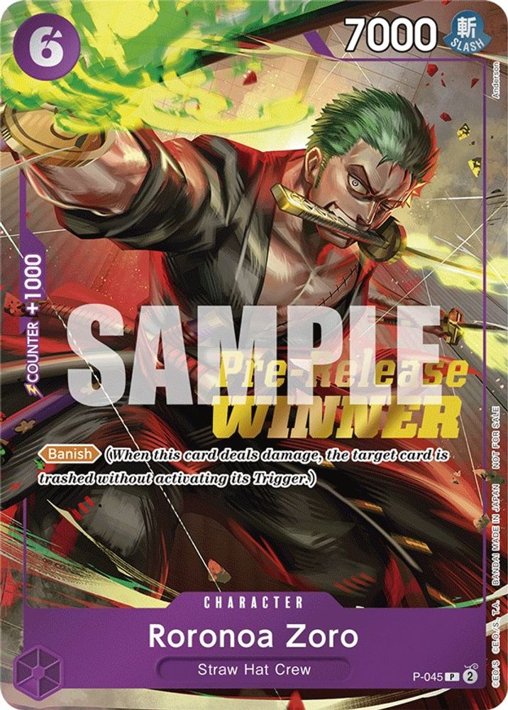 Roronoa Zoro (OP-06 Pre-Release Tournament) [Winner] card